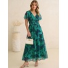 image:imageANRABESS Womens Floral Tulle Wedding Guest Short Sleeve Maxi DressGreen Blue Floral