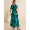 image:imageANRABESS Womens Floral Tulle Wedding Guest Short Sleeve Maxi DressGreen Blue Floral