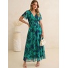 image:imageANRABESS Womens Floral Tulle Wedding Guest Short Sleeve Maxi DressGreen Blue Floral