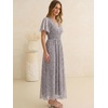image:imageANRABESS Womens Floral Tulle Wedding Guest Short Sleeve Maxi DressKhaki Polka Dot Gray
