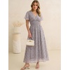 image:imageANRABESS Womens Floral Tulle Wedding Guest Short Sleeve Maxi DressKhaki Polka Dot Gray