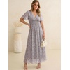 image:imageANRABESS Womens Floral Tulle Wedding Guest Short Sleeve Maxi DressKhaki Polka Dot Gray