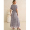 image:imageANRABESS Womens Floral Tulle Wedding Guest Short Sleeve Maxi DressKhaki Polka Dot Gray