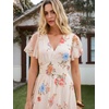 image:imageANRABESS Womens Floral Tulle Wedding Guest Short Sleeve Maxi DressMulticolored Rose Apricot
