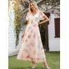 image:imageANRABESS Womens Floral Tulle Wedding Guest Short Sleeve Maxi DressMulticolored Rose Apricot