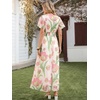 image:imageANRABESS Womens Floral Tulle Wedding Guest Short Sleeve Maxi DressPink Green Floral