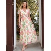 image:imageANRABESS Womens Floral Tulle Wedding Guest Short Sleeve Maxi DressPink Green Floral