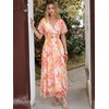 image:imageANRABESS Womens Floral Tulle Wedding Guest Short Sleeve Maxi DressPink Yellow Floral