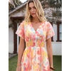 image:imageANRABESS Womens Floral Tulle Wedding Guest Short Sleeve Maxi DressPink Yellow Floral