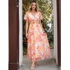 image:imageANRABESS Womens Floral Tulle Wedding Guest Short Sleeve Maxi DressPink Yellow Floral