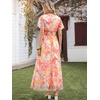 image:imageANRABESS Womens Floral Tulle Wedding Guest Short Sleeve Maxi DressPink Yellow Floral
