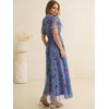 image:imageANRABESS Womens Floral Tulle Wedding Guest Short Sleeve Maxi DressPurple Floral Blue
