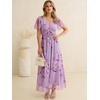 image:imageANRABESS Womens Floral Tulle Wedding Guest Short Sleeve Maxi DressPurple Rose
