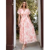 image:imageANRABESS Womens Floral Tulle Wedding Guest Short Sleeve Maxi DressWhite Pink Floral