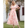 image:imageANRABESS Womens Floral Tulle Wedding Guest Short Sleeve Maxi DressWhite Pink Floral
