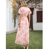 image:imageANRABESS Womens Floral Tulle Wedding Guest Short Sleeve Maxi DressWhite Pink Floral