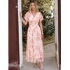 image:imageANRABESS Womens Floral Tulle Wedding Guest Short Sleeve Maxi DressWhite Pink Floral