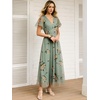 image:imageANRABESS Womens Floral Tulle Wedding Guest Short Sleeve Maxi DressYellow Floral Green