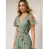 image:imageANRABESS Womens Floral Tulle Wedding Guest Short Sleeve Maxi DressYellow Floral Green