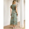 image:imageANRABESS Womens Floral Tulle Wedding Guest Short Sleeve Maxi DressYellow Floral Green