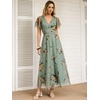 image:imageANRABESS Womens Floral Tulle Wedding Guest Short Sleeve Maxi DressYellow Floral Green