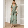 image:imageANRABESS Womens Floral Tulle Wedding Guest Short Sleeve Maxi DressYellow Floral Green