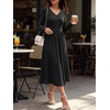image:imageANRABESS Womens Long Sleeve V Neck A Line Fall Midi DressBlack