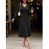 image:imageANRABESS Womens Long Sleeve V Neck A Line Fall Midi DressBlack