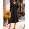 image:imageANRABESS Womens Long Sleeve V Neck A Line Fall Midi DressBlack