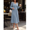 image:imageANRABESS Womens Long Sleeve V Neck A Line Fall Midi DressBlue