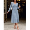 image:imageANRABESS Womens Long Sleeve V Neck A Line Fall Midi DressBlue