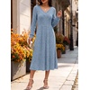 image:imageANRABESS Womens Long Sleeve V Neck A Line Fall Midi DressBlue
