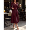 image:imageANRABESS Womens Long Sleeve V Neck A Line Fall Midi DressBurgundy