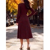 image:imageANRABESS Womens Long Sleeve V Neck A Line Fall Midi DressBurgundy