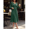 image:imageANRABESS Womens Long Sleeve V Neck A Line Fall Midi DressGreen