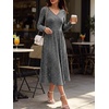 image:imageANRABESS Womens Long Sleeve V Neck A Line Fall Midi DressGrey