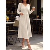image:imageANRABESS Womens Long Sleeve V Neck A Line Fall Midi DressLight Khaki