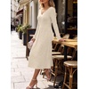 image:imageANRABESS Womens Long Sleeve V Neck A Line Fall Midi DressLight Khaki