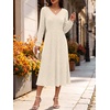 image:imageANRABESS Womens Long Sleeve V Neck A Line Fall Midi DressLight Khaki