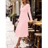 image:imageANRABESS Womens Long Sleeve V Neck A Line Fall Midi DressPink