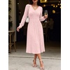 image:imageANRABESS Womens Long Sleeve V Neck A Line Fall Midi DressPink