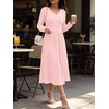 image:imageANRABESS Womens Long Sleeve V Neck A Line Fall Midi DressPink