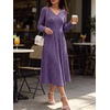 image:imageANRABESS Womens Long Sleeve V Neck A Line Fall Midi DressPurple