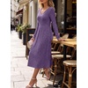 image:imageANRABESS Womens Long Sleeve V Neck A Line Fall Midi DressPurple