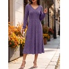 image:imageANRABESS Womens Long Sleeve V Neck A Line Fall Midi DressPurple