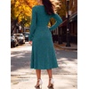 image:imageANRABESS Womens Long Sleeve V Neck A Line Fall Midi DressTeal