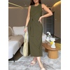 image:imageANRABESS Womens Sleeveless TShirt Midi Tank DressArmy Green