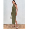 image:imageANRABESS Womens Sleeveless TShirt Midi Tank DressArmy Green