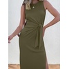 image:imageANRABESS Womens Sleeveless TShirt Midi Tank DressArmy Green