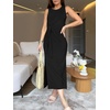 image:imageANRABESS Womens Sleeveless TShirt Midi Tank DressBlack
